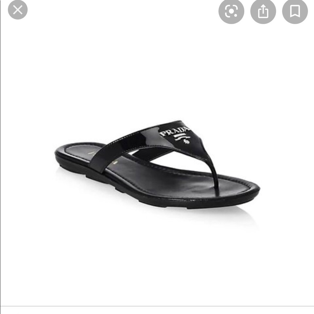 Prada Patent logo Thong Sandals